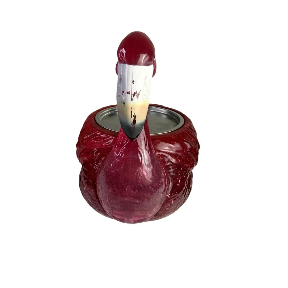 Bath & Body Works PINK FLAMINGO 3-Wick‎ Glitter Swirl Water Globe Candle Holder - Picture 2 of 7